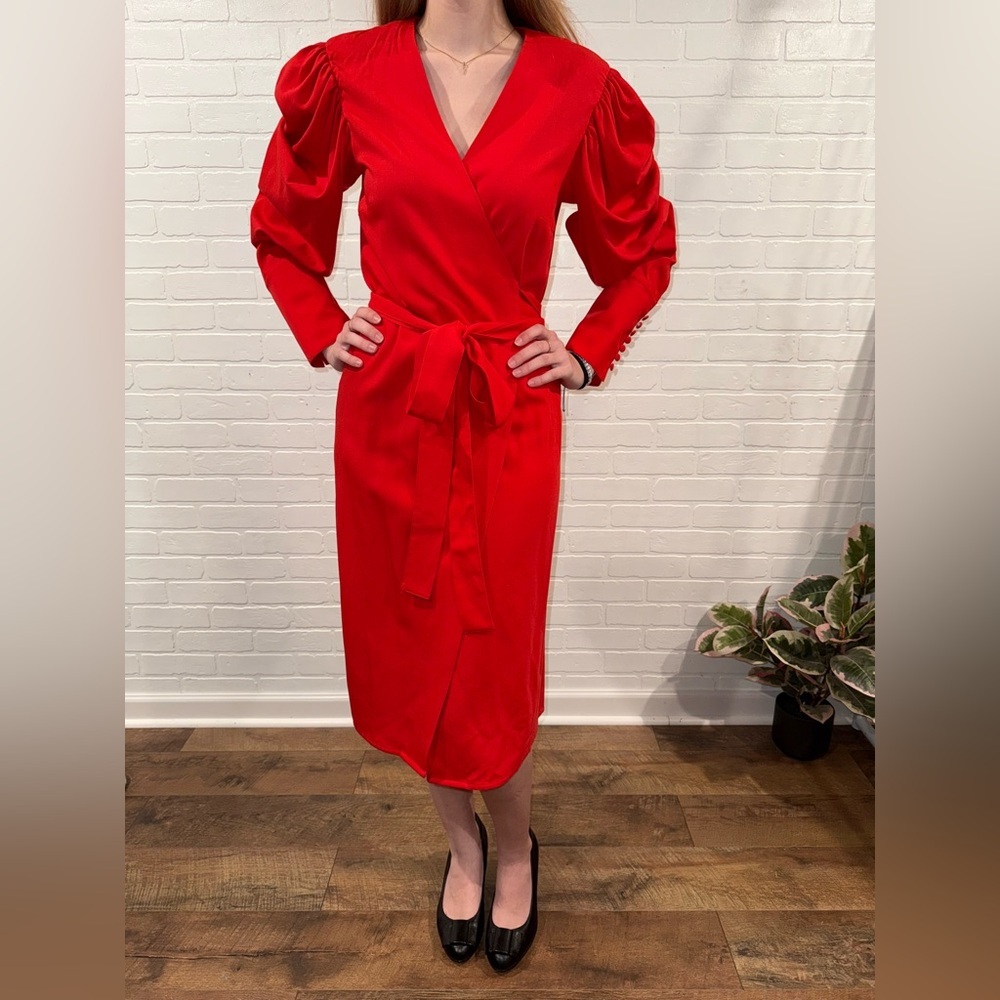 NEW Federica Tosi Poppy Red Wrap Midi Dress | New Federica Tosi Dress